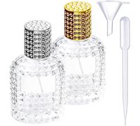 Lbgwp60-Lotde 2 Flacons De Parfum Vides Rechargeables En Verre De Cristal Pour Femme Ou Fille (Bouchon Argenté + Doré + Entonnoir + Compte-Gouttes)