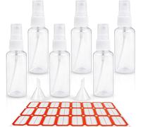 Lbgwp60-Lotde 6 Flacons Pulvérisateurs De 50 Ml En Plastique Transparent Avec 2 Entonnoirs Et 1 Feuille D'étiquettes Vides Pour Parfum, Cosmétiques Et Liquides