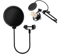 lbgwp60-Microphone Filtre Anti-Pop, Microphone Pop Filter, Avec Clip Col De Cygne Flexible À 360°, Pour Studio D'Enregistrement, Filtre Le Bruit, Chansons K, Enregistrements (Noir)