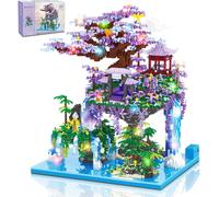lbgwp60-Mini Blocs De Construction, 4574 Pcs Arbre Maison Construire Bloc Avec Led Lumière, Ensemble Construction D'Architecture Chino , Construction Cabane Arbres Plantes Blocs, Cadeaux Noël Pour En