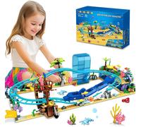 lbgwp60-Ocean Roller Coaster Building Set - Blocs De Construction Aquarium 675 Pcs Avec Bateau Pirate Et Dauphin Rail, Montagnes Russes Cadeau Pour Enfants 6-12 Ans Filles Garçons