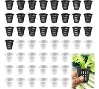 lbgwp60-Paniers Hydroponiques Plastique, 50 Pièces Pot Plantation Hydroponique Maille Filet, Pot En Filet De Plantes, Panier Plante Aquatique Pour Hydroponique Plantation Fleurs, Jardinage, Noir, Bla