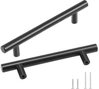 lbgwp60-Poigne De Meuble De Cuisine 30Pcs Poignées De Porte D'Armoire En Acier Inoxydable Espacement Des Trous Centraux 128 Mm Poignées Tiroir Modernes Pour Meuble Cuisine Salle De Bain Bar, Noir Mat