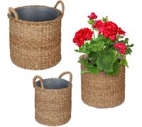 Lbgwp60-Pot De Fleur Rond, Lot De 3, En Zostère, Panier Pour Herbes, Plantes Et Fleurs, Jardin, Balcon, Nature
