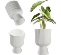 Lbgwp60-Pot De Fleurs En Forme De Calice - Plastique, 2 Tailles, 3 Couleurs - Pour Balcon, Terrasse, Rebord De Fenêtre (14 Cm, Blanc)