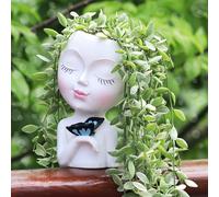 Lbgwp60-Pot De Fleurs En Résine Avec Trou De Drainage, Tête De Vi Pour Intérieur Et Extérieur, Avec Trou De Drainage, Joli Vi De Femme Qui Serre Un Lapin, Cadeaux De Pâques Pour La Famille Et Les Ami