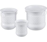 Lbgwp60-Pot De Fleurs Set De 3 Antiquités Design C Bac À Fleurs Jardinière Avec Anse Vintage En Fer, Blanc