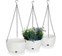 Lbgwp60-Pot De Fleurs Suspendu, Lot De 3, Diff. Tailles, Arro Automatique, Porte-Plantes, Trou De Drainage, Blanc