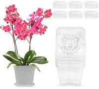 lbgwp60-Pot Orchidée Transparent 6 Pièces Cache-Pot 10Cm Pot De Fleur Interieur Pots De Fleurs Avec Trous Drainage Et Soucoupes Pour Plante Intérieur Exterieur
