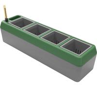 lbgwp60-Provence - Jardinière Auto-Arrosante À 4 Pots À Herbes Aromatiques Avec Indicateur De Niveau D'Eau - Jardinière De Rebord De Fenêtre - Design Moderne - Pratique Et Facile À Util r, Gris,