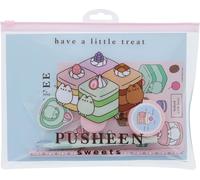 Lbgwp60-Pusheen Ensemble De Papeterie A5 Avec Stylo, Crayon, Surligneur, Gomme, Taille-Crayon Et Autocollants, Dans Un Portefeuille À Fermeture Éclair
