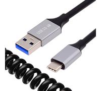 lbgwp60-Rallonge De Câble Spirale Otg Extensible 5 Gbit/S Usb 3.0 Type A Mâle Vers Usb-C Mâle Pour Données De L'Appareil Photo Du Téléphone Disque Dur 100 Cm