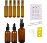 Lbgwp60-Rollon Huiles Essentielles, Flacons Compte-Gouttes Et Rechargeables Avec Autocollants Pour Étiquettes Entonnoir Compte-Gouttes Et Ouvre-Bouteilles Pour Liquides De Soin De La Peau (Paquet De