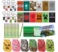 Lbgwp60-Sac De Fête Miner Gaming - Fournitures De Fête D'anniversaire - Avec Porte-Clés, Sacs De Fête, Crayons, Invitations, Carnet, Décorations De Jeu Pour Enfants, Cadeaux D'anniversaire