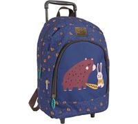 Lbgwp60-Saca Dos Enfant Avec Roues Imprimé Ours Et Lapin Ecole Maternelle - Sac À Dos Avec Chariot Détachable Et Roulettes Fille Garçon Léger - Cartable Bleu Résistant Pour Voyage - 36x25x15 (Ours)