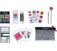 Lbgwp60-Set De Papeterie Keith Haring Inclut 1 Stylo Bille, 1 Crayon De Papier, 4 Surligneurs, 2 Trombones, 3 Carnets A6, Des Stickers Papeterie Kawaii