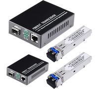 lbgwp60-Sfp+Lc Sm Dual A Pair De 1,25 G/S Bidi Gigabit Single Mode Convertisseur Multimédia Avec 2 Modules Émetteur-Récepteur Bidi Sfp Lc Inclus, Sx Rj45 Vers Sfp Jusqu'À 30 Km