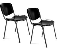 Lbgwp60-Silla De Oficina Sin Ruedas, Silla Confidente De Plástico Con Estructura Metálica, Silla Para Sala De Espera, Recepción, Reuniones, Conferencias, Etc (2 Sillas, Negro)