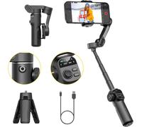 lbgwp60-Stabilisateur De Cardan Pour Iphone, Cardan 3 Axes Avec Tige D'Extension De 7,8 Pouces Intégrée, Avec Écran Oled Pour Iphone/Android, Idéal Pour Tiktok, Youtube, Vlogging - Smart X2 Noir
