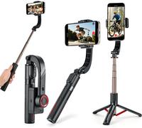 lbgwp60-Stabilisateur De Cardan Pour Smartphones, Cardan De Téléphone, Perche À Selfie Avec Lumière De Remplis , Portable Et Pliable, Stabilisateur De Vlogging, Vidéos Youtube Et Tiktok ¿ Noir