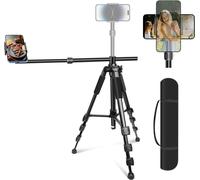 lbgwp60-Stable Trépied Smartphone Pour Filmer Vidéo, 63Cm Bras Télescopique Horizontal Long, 180Cm Haute Trepied Iphone Avec Support De Téléphone Pivotant À 360°Pour Démo De Cuisine De Sketch