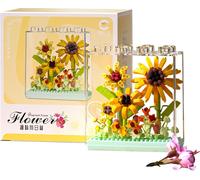 lbgwp60-Super Mini Flower Box, Ensemble De Blocs De Construction De Fleurs, Bloc De Construction De Bouquet Avec Boîtes D'Emballage Exqu s, Bon Cadeau, Fleurs Préservées (Tournesol)