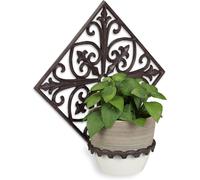 Lbgwp60-Support Pot De Fleurs Antique, Fonte, Décoration Jardin, Porte Plantes Mural Extérieur, Ø 13,5 Cm, Brun Foncé