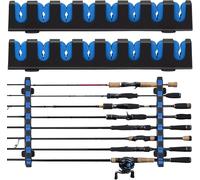 Lbgwp60-Supportcanne À Pêche Ratelier Canne A Peche Porte Canne À Pêche Horizontaux À Montage Mural Pour Garage, Bateaux, 8 Combinaisons De Cannes À Pêche, 1 Paire C Bleu
