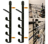 Lbgwp60-Supportmural Pour Canne À Pêche, Support Mural Pour Cannes À Pêche Pour Garage, Cabine Et Sous-Sol ¿ Peut Contenir Jusqu'à 5 Cannes À Pêche ¿ Facile À Installer ¿ Matériel Inclus