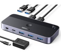 Lbgwp60 Switch Usb C 3.0 Commutateur Kvm Ports Pour 2 Pc Entrées 4 Sorties 5Gbps Pour Clavier Souris Disque Dur Imprimante Avec Contrôle Du Bureau Et Câbles Inclus