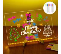 Lbgwp60-Tableau À Dessin Led Avec Couleurs, 30 X 20 Cm, 7 Stylos De Couleur, Effaçable À Sec, Tableau De Mes , Bloc-Notes Lumineux Pour L'école, Le Café, La Maison Et Le Bureau