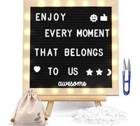 Lbgwp60-Tableau À Lettres En Feutre Noir Avec Lumières (25,4 X 25,4 Cm), 340 Lettres Led Intégrées ¿ Tableau À Mes Réglable Pour Menus, Annonce De Grossesse, Panneaux D'annonce De Bébé, Mariages Et