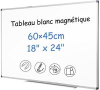 Lbgwp60-Tableau Blanc Magnétique 60x45cm - Facile À Nettoyer Surface Aimantée Haute Puissance Cadre Aluminium Professionnel Avec Porte-Marqueurs Et Kit De Fixation Bureau Maison École