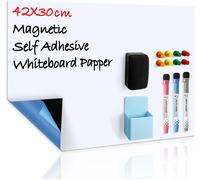 Lbgwp60-Tableau Blanc Magnétique A3 Effaçable À Sec Auto Adhésif Sur Surfaces Lisses, Nouvelle Technologie Antitache, Maison Cuisine Réfrigérateur Liste De Courses Et Tableau Daffichage, 3 Stylos