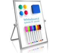 Lbgwp60-Tableau Blanc Noir Effaçable À Sec, 30 X 20 Cm, Mini Tableau Blanc Magnétique Avec Support, Chevalet Portable Double Face Pour Le Dessin À L'école Et À La Maison