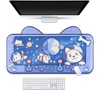 lbgwp60-TapisDe Bureau Motif Chien Spatial Grand Tapis De Souris Bleu Pastel Motif Astronaute Dessin Animé Shiba Inu Cartoon Kawaii Protection De Bureau