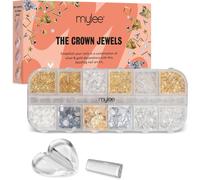Lbgwp60-The Crown Jewels Kit De 12 Décorations D'ongles Assorties Pour Nail Art, 1 Outil De Courbure/Pliage, Décorations Argentées Et Dorées Pour Embellir Vos Ongles, Clous En Métal Avec Strass
