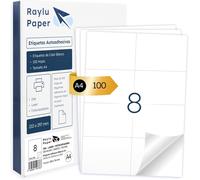 Lbgwp60-Tiquettes Auto-Adhésives Blanches À Imprimer, Autocollants En Papier Sur Feuilles A4 Pour Imprimante À Jet D'encre Et Laser Et Photocopieurs, 8 Étiquettes Par Feuille (105 X 74 Mm)