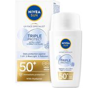 Lbgwp60-Triple Protect Light Sun Fluid Spf50+ (40 Ml), Crème Solaire Vi Spf50 Avec Hyaluron, Protège Contre Les Uv, La Lumière Bleue Et La Pollution, Crème Solaire Quotidienne Pour Le Vi