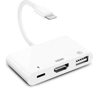 lbgwp60-Unitrox Adaptateur 3 En 1 Hdmi Otg Adaptateur Numérique Av 1080P Hdmi Avec Câble Usb Otg Femelle Et Port De Charge, Support Clé Usb, Clavier Midi, Souris, Pour Iphone14/13/12/11/X/Xs/8/7/Pad