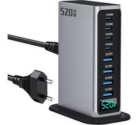 lbgwp60-Usb C Charger Block 520W 8 Port Gan Fast Charging Station Hub For Laptop, Ipad, Iphone 16 Pro Fast Charger Pixel Dell Macbook Pro/Air Galaxy S25 Steam Deck Usb C Charger Adapter For Android