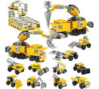 lbgwp60-Véhicules D'Ingénierie Bloc De Construction Enfant Montessori Jouet, Pour Cadeau Anniversaire Enfants Invites, Peut Être Assemblé En 2 Formes Educatif Brique De Construction Jeux