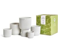 Lbgwp60-Vibes Fold Round Giftset - Pots De Fleurs Intérieur - Plastique 100% Recyclé - Lot De 5 - Ø 7, 9, 11, 14 & 14 Cm - Blanc/Blanc Soie