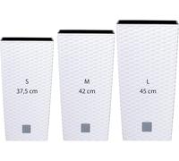 Lbgwp60-Wellhome Lot De 3 Pots De Fleurs Altas Prosperplast (11,4/16,3/19 Litres) Rato Square En Plastique De Couleur Blanche Avec Réservoir.