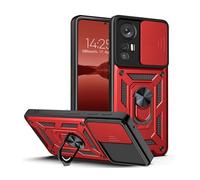 LBH Armor Coque de protection pour Xiaomi 12 Pro avec protection de l'appareil photo pour l'extérieur, anti-chocs, anneau en métal à 360 °, support pour téléphone portable, aimant de voiture, rouge