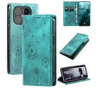 LBH Étui de protection à rabat, pour Xiaomi 15T, protection RFID, compartiments pour cartes, compartiment pour argent, motif fleur de pissenlit, turquoise