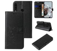 LBH Étui de protection pour Huawei P30 Lite - Motif papillons et fleurs - Fonction support - Fermeture magnétique - Protection complète à 360 ° - Noir