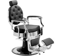 LBH Fauteuil Classique de Barbier Hydraulique Style Rétro Vintage avec repose-pieds Intégré Modèle Mae (Silver)