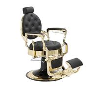 LBH Fauteuil classique de barbier hydraulique style vintage avec repose-pieds intégré, modèle Mack Gold noir