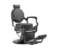 LBH Fauteuil classique de barbier hydraulique style vintage avec repose-pieds intégré, modèle Shor noir